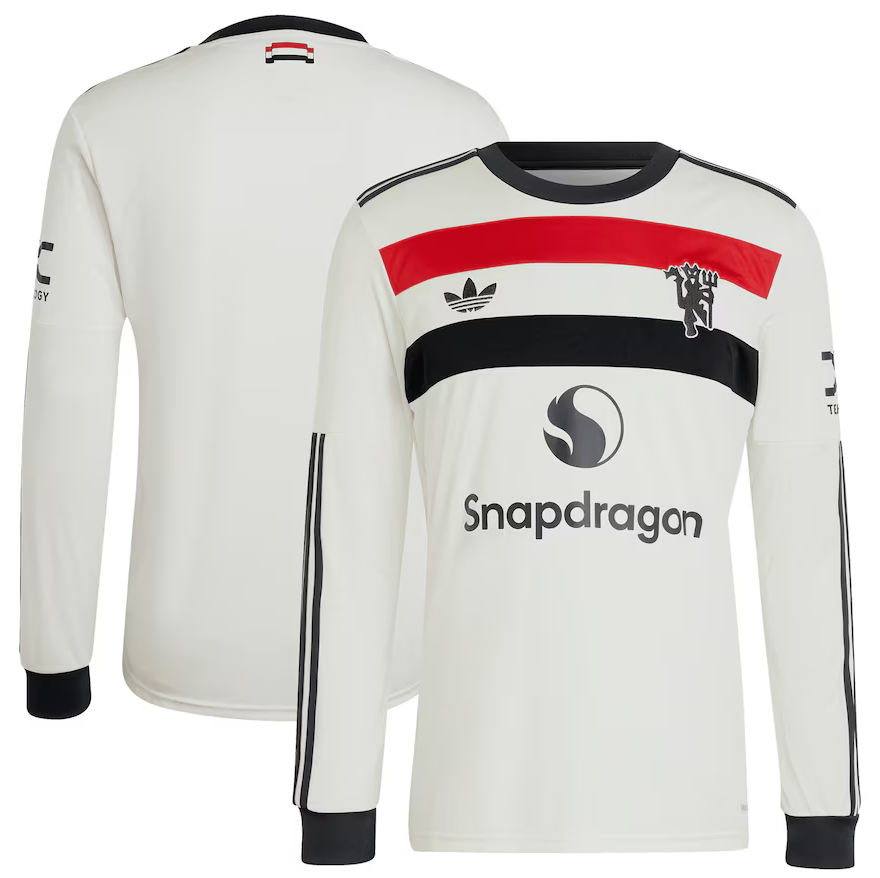 adidas Manchester United 2024-25 Long Sleeve Third Jersey - Off White/Red/Black