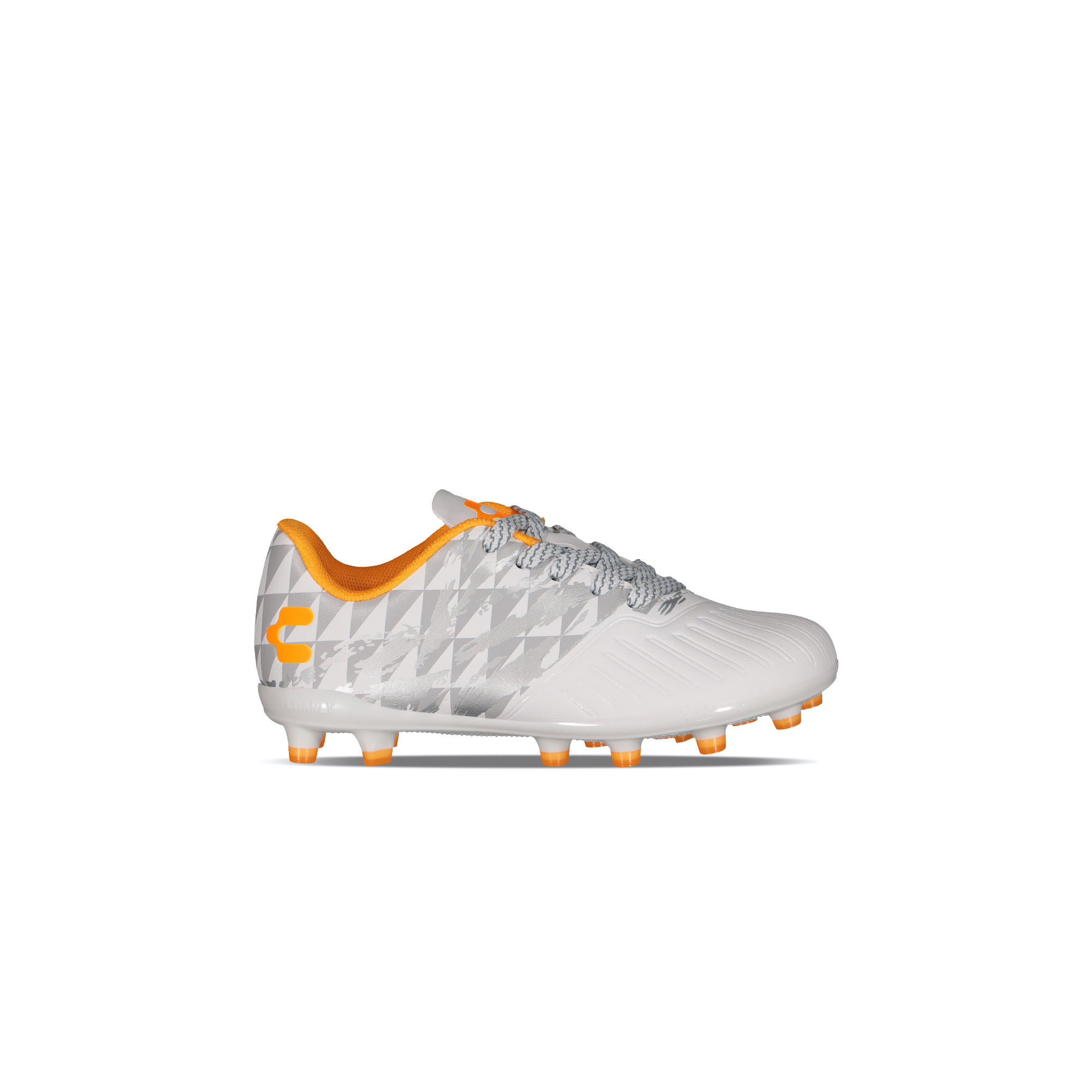 Charly Jr Grasshopper 4.0 FG Youth Soccer Cleats - White/Orange/Silver