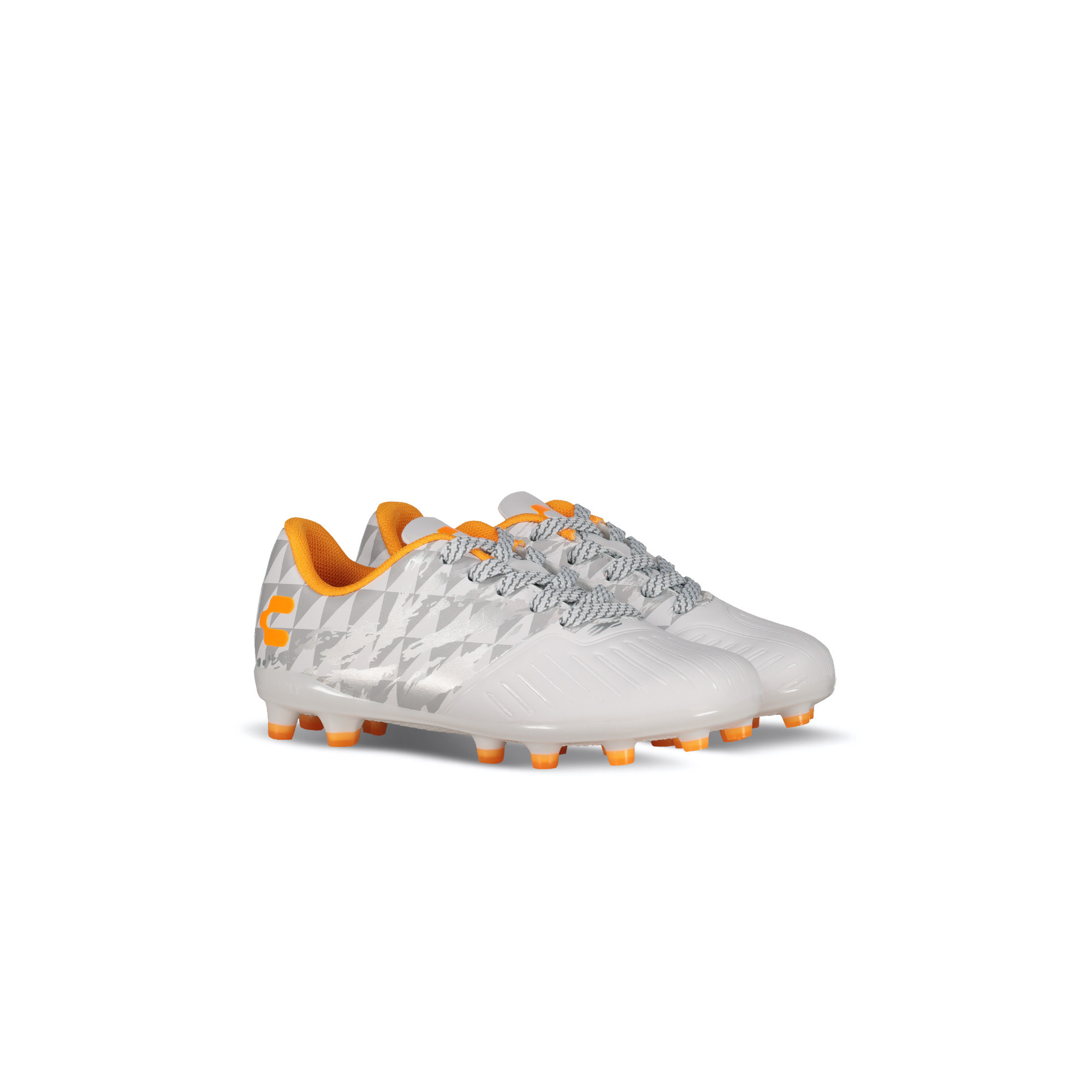 Charly Jr Grasshopper 4.0 FG Youth Soccer Cleats - White/Orange/Silver