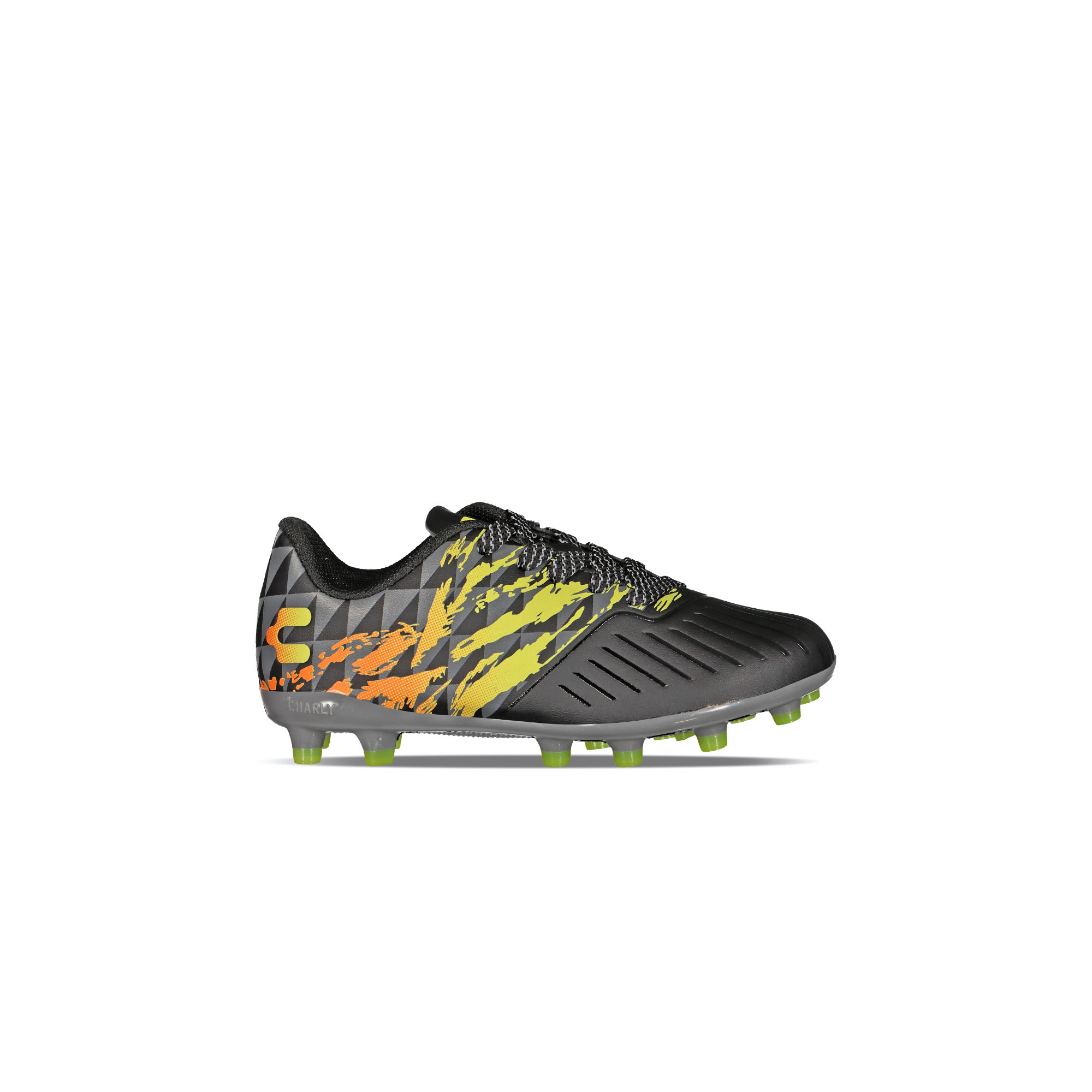 Charly Jr Grasshopper 4.0 FG Youth Soccer Cleats - Black/Orange/Lemon