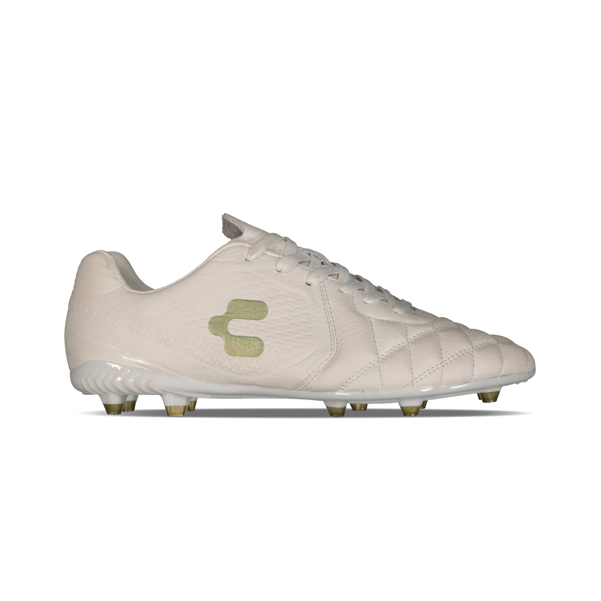 Charly Legendario  2.0 Leather LT FG Soccer Cleats - White/Matte Gold