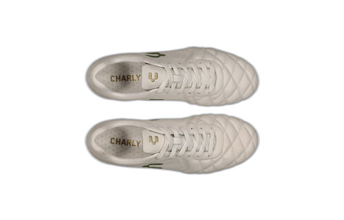 Charly Legendario  2.0 Leather LT FG Soccer Cleats - White/Matte Gold