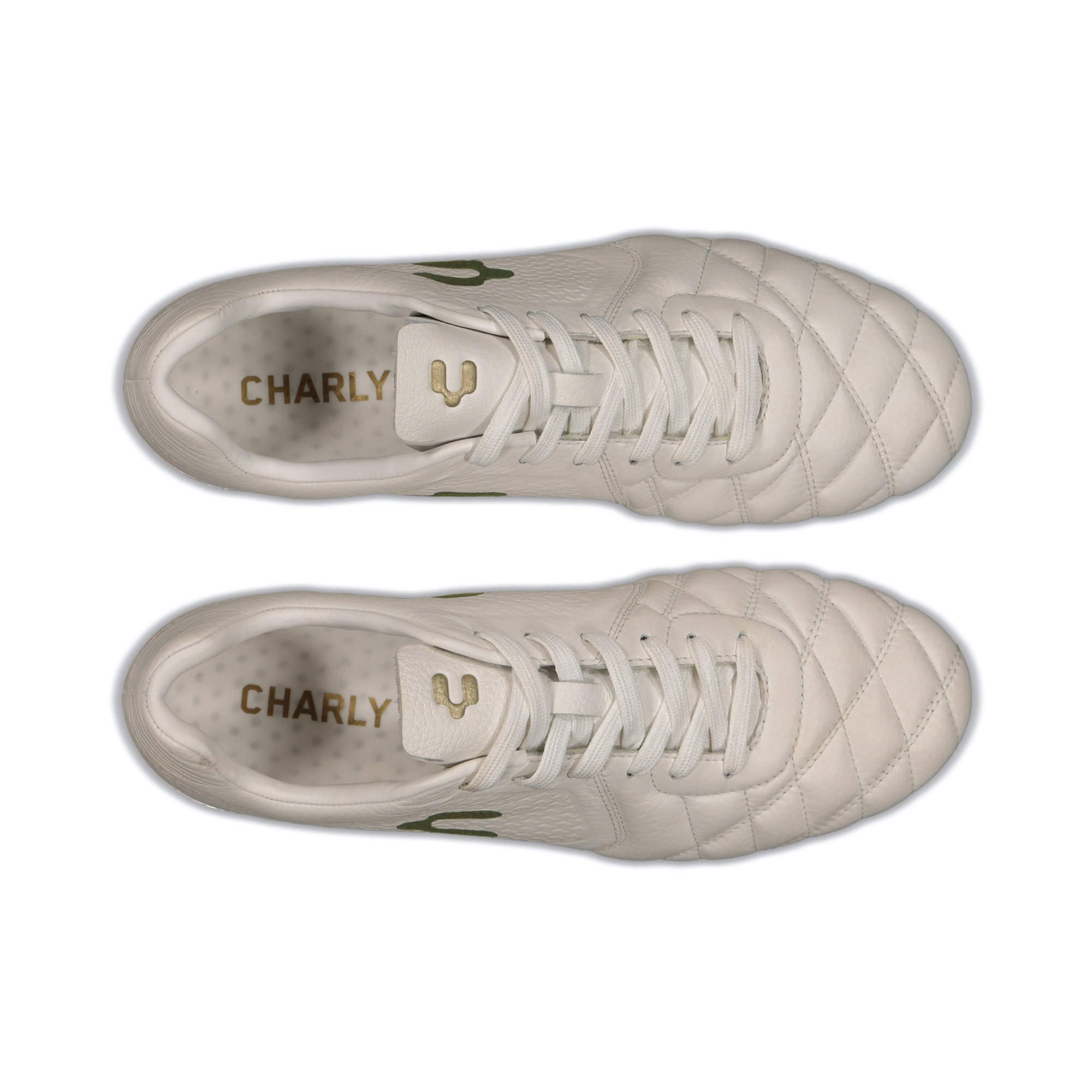 Charly Legendario  2.0 Leather LT FG Soccer Cleats - White/Matte Gold