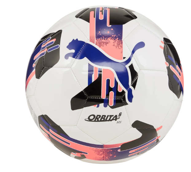 Puma 2024 Orbita 6 MS Training Ball - White/Lapis Lazuli/Sunset Glow