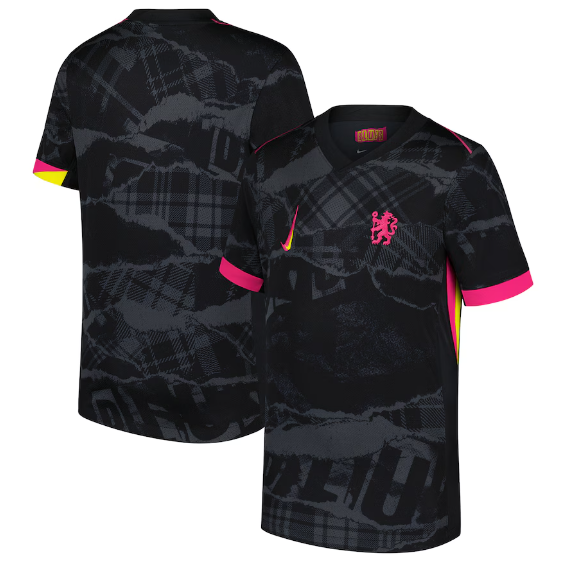 Nike Chelsea 2024 - 25 Youth Third Jersey - Anthracite/Black/Opti Yellow/Pink Prime