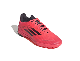 adidas Jr F50League TF Turf Soccer Shoes - Turbo/Aurora Black/Platin Metallic