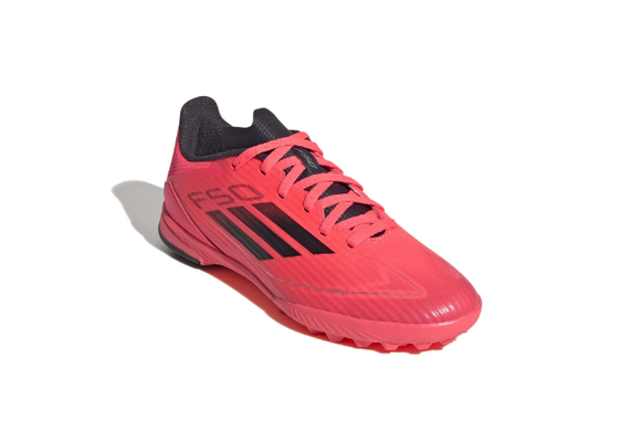 adidas Jr F50League TF Turf Soccer Shoes - Turbo/Aurora Black/Platin Metallic