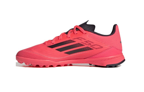 adidas Jr F50League TF Turf Soccer Shoes - Turbo/Aurora Black/Platin Metallic