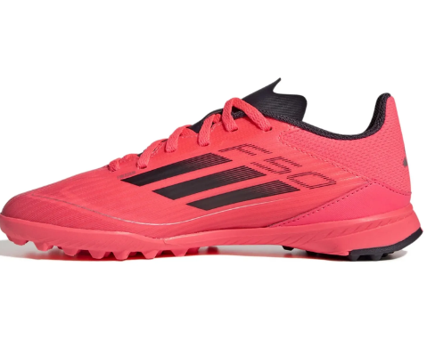 adidas Jr F50League TF Turf Soccer Shoes - Turbo/Aurora Black/Platin Metallic