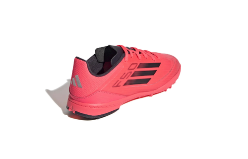 adidas Jr F50League TF Turf Soccer Shoes - Turbo/Aurora Black/Platin Metallic