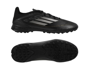 adidas Jr F50 League TF Turf Soccer Shoes - Core Black/Iron Metallic/Gold