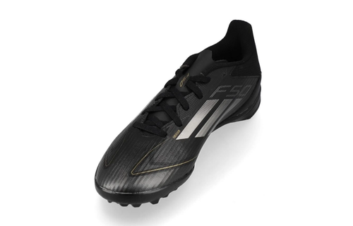 adidas Jr F50 League TF Turf Soccer Shoes - Core Black/Iron Metallic/Gold