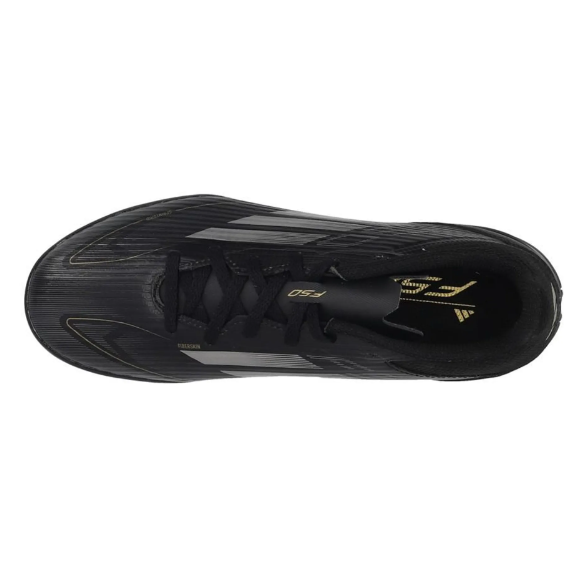 adidas Jr F50 League TF Turf Soccer Shoes - Core Black/Iron Metallic/Gold