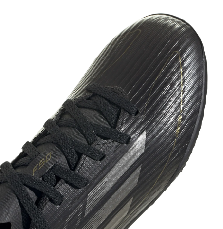 adidas Jr F50 League TF Turf Soccer Shoes - Core Black/Iron Metallic/Gold