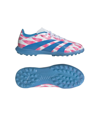 adidas adidas Jr Predator League TF Turf Soccer Shoes - Cloud White/Solar Blue/Pink