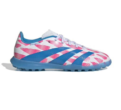 adidas Jr Predator League TF Turf Soccer Shoes - Cloud White/Solar Blue/Pink