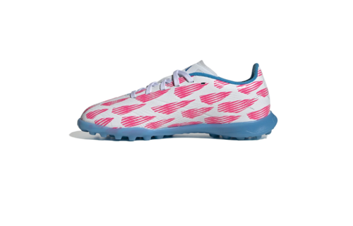 adidas Jr Predator League TF Turf Soccer Shoes - Cloud White/Solar Blue/Pink