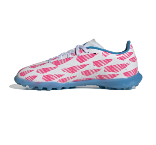 adidas Jr Predator League TF Turf Soccer Shoes - Cloud White/Solar Blue/Pink