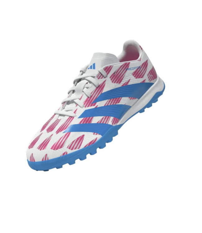 adidas adidas Jr Predator League TF Turf Soccer Shoes - Cloud White/Solar Blue/Pink
