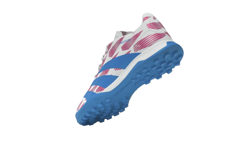 adidas Jr Predator League TF Turf Soccer Shoes - Cloud White/Solar Blue/Pink