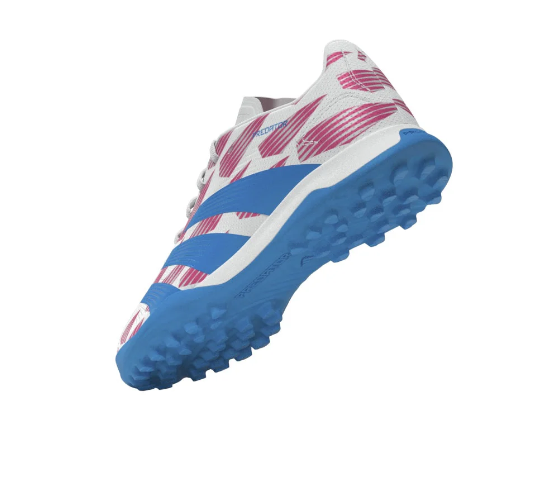 adidas Jr Predator League TF Turf Soccer Shoes - Cloud White/Solar Blue/Pink