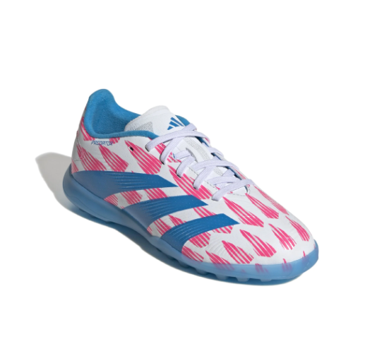 adidas Jr Predator League TF Turf Soccer Shoes - Cloud White/Solar Blue/Pink