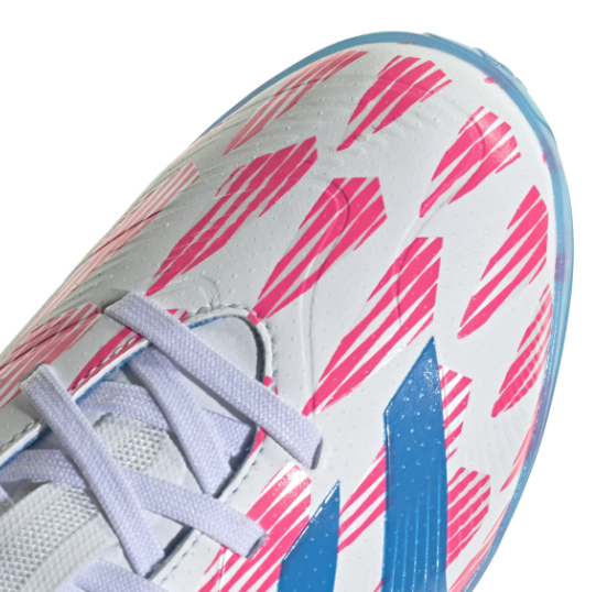 adidas Jr Predator League TF Turf Soccer Shoes - Cloud White/Solar Blue/Pink