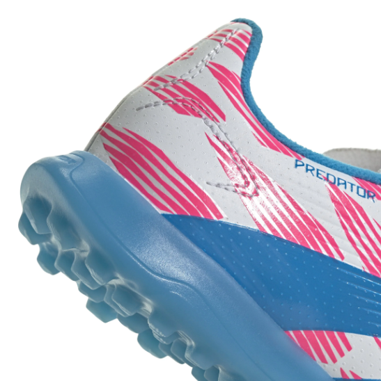 adidas Jr Predator League TF Turf Soccer Shoes - Cloud White/Solar Blue/Pink