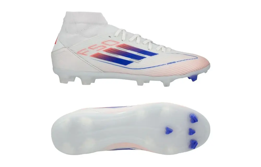 adidas Womens F50 League Mid FG / MG - Cloud White/Solar Red/Lucid Blue