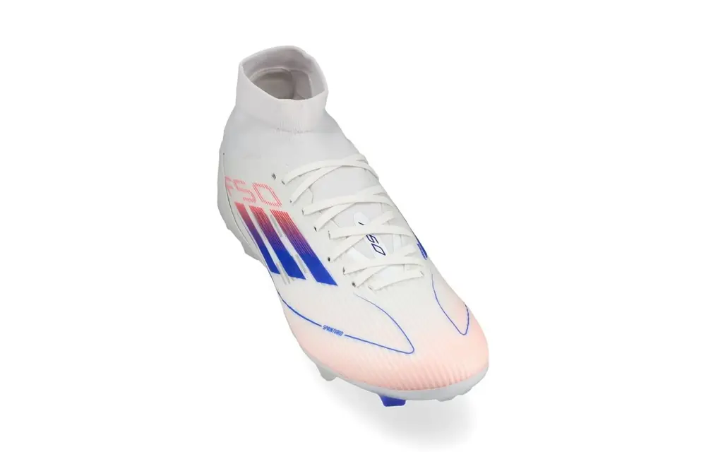 adidas Womens F50 League Mid FG / MG - Cloud White/Solar Red/Lucid Blue
