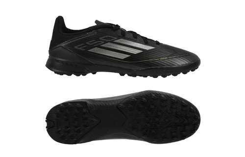 adidas F50 League TF Turf Soccer Shoes - Core Black/Iron Metallic/Gold
