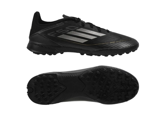 adidas F50 League TF Turf Soccer Shoes - Core Black/Iron Metallic/Gold