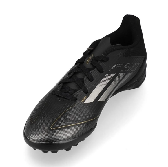 adidas F50 League TF Turf Soccer Shoes - Core Black/Iron Metallic/Gold