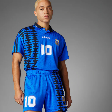 adidas Argentina World Cup 1994 Retro Maradona Away Soccer Shorts- Blue