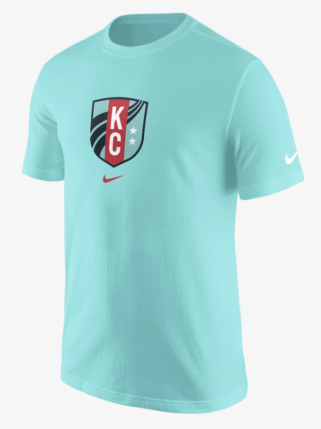 Nike Mens Kansas City KC Current 2024 Core Badge Tee Shirt - Light Aqua