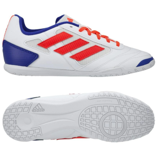 adidas Jr Super Sala 2 Indoor Shoes - White/Solar Red/Lucid Blue