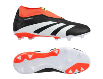 adidas Jr Predator 24 League  LL Laceless FG - Core Black/White/Solar Red