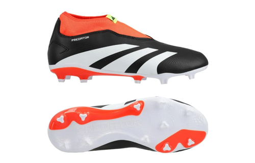 adidas Jr Predator 24 League  LL Laceless FG - Core Black/White/Solar Red