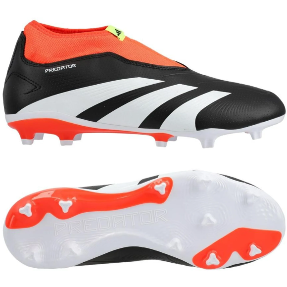 adidas Jr Predator 24 League  LL Laceless FG - Core Black/White/Solar Red