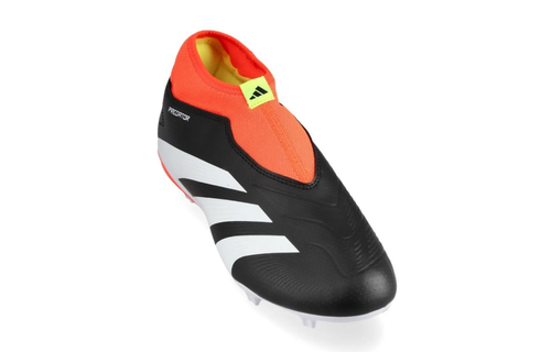 adidas Jr Predator 24 League  LL Laceless FG - Core Black/White/Solar Red