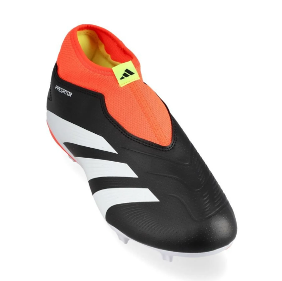 adidas Jr Predator 24 League LL Laceless FG - Core Black/White/Solar Red