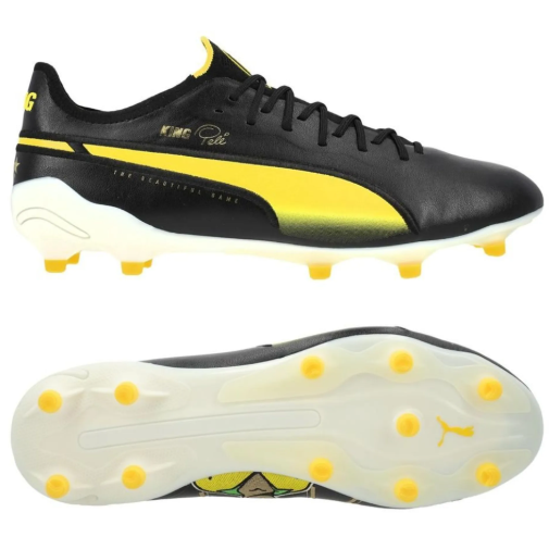 Puma King PELE Ultimate / Elite FG/AG Limted Edition - Black/Puma White/Pelé Yellow/Frosted Ivory