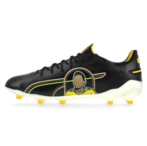 Puma King PELE Ultimate / Elite FG/AG Limted Edition - Black/Puma White/Pelé Yellow/Frosted Ivory