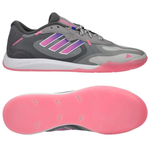 adidas Fevernova 2024 Court Indoor Shoes - Grey/Lucid Pink/Lucid Blue