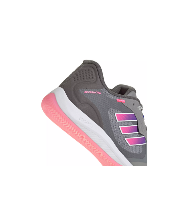 adidas adidas Fevernova 2024 Court Indoor Shoes - Grey/Lucid Pink/Lucid Blue
