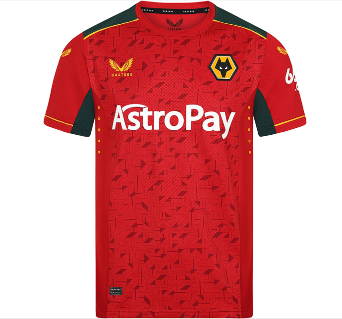 Castore Wolverhampton Wonderers 2023- 24 Away Jersey - Red/Gold