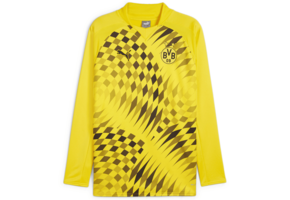 Puma BVB Borussia Dortmund 2023-24  Prematch Long Sleeve Sweat Top - Cyber Yellow/Black