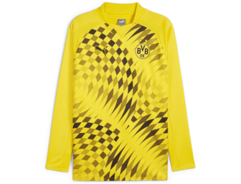 Puma BVB Borussia Dortmund 2023-24  Prematch Long Sleeve Sweat Top - Cyber Yellow/Black