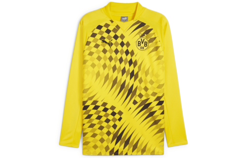Puma BVB Borussia Dortmund 2023-24  Prematch Long Sleeve Sweat Top - Cyber Yellow/Black