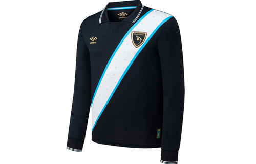 Umbro 2024 Guatemala Long Sleeve Third Jersey - Black/White/Sky Blue